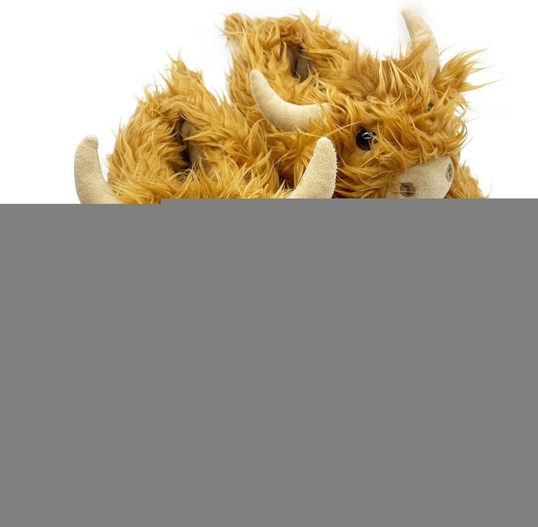 Abonda Hochland-Kuh-Hausschuhe, rutschfeste, schottische Fuzzy-Hausschuhe für Kinder, niedliche Rind