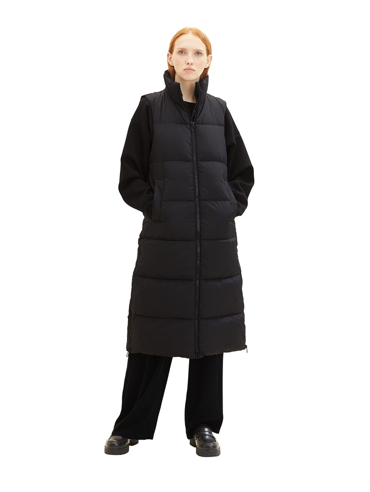 TOM TAILOR Denim Damen Denim Longstyle Puffer Weste XS 14482-deep Black, XS 14482-deep Black