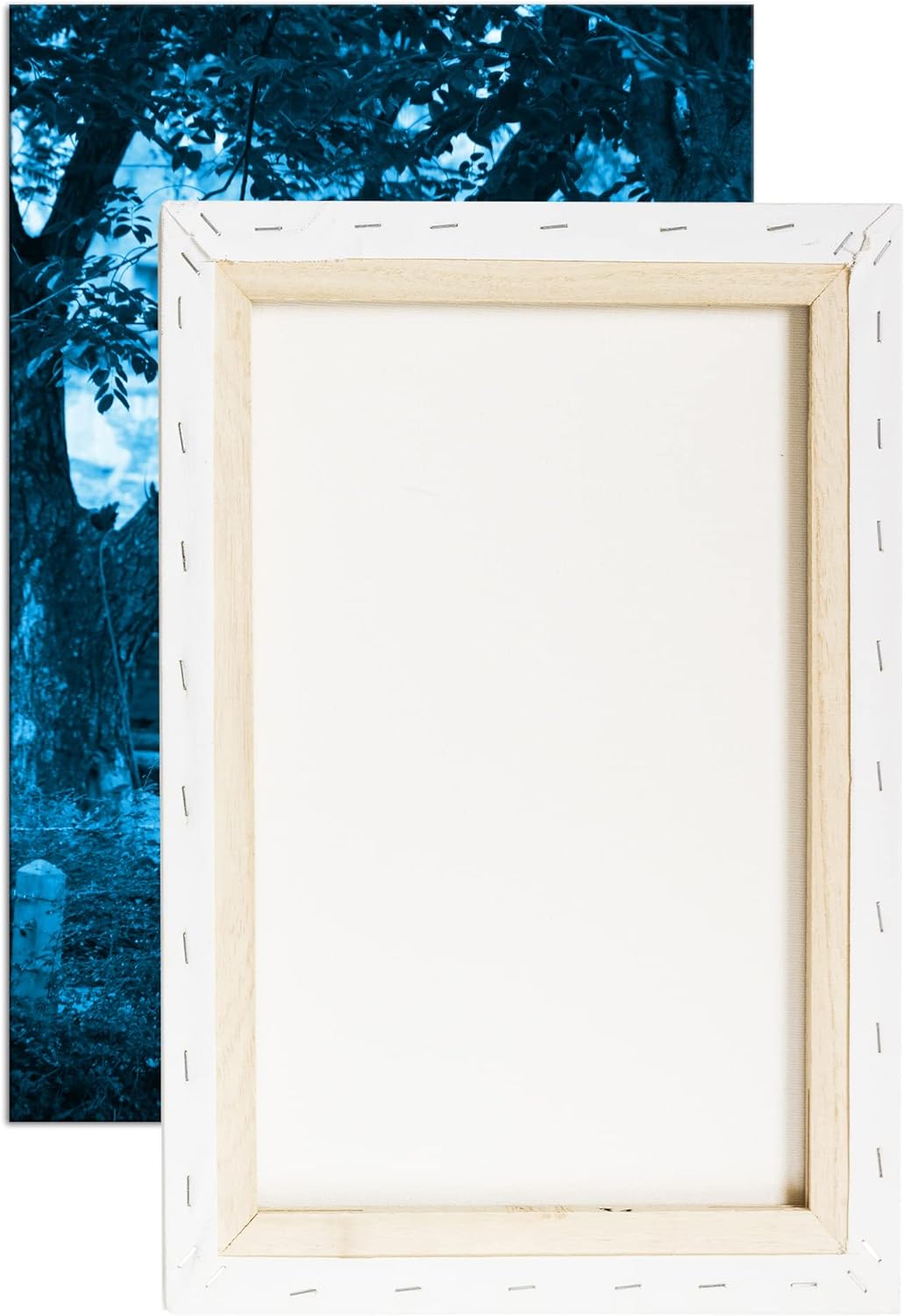 deyoli Friedlicher Mönch Format 80x60 Effekt: Monocrome Blau als Leinwandbild, Motiv fertig gerahmt