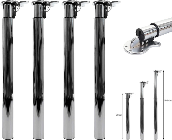 Mendler 4er-Set Tischbein HWC-H35 für Schreibtisch Tischfuss klappbar Drehmechanismus höhenverstellb