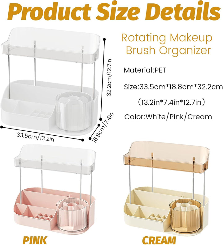 DASITON Make Up Kosmetik Organizer, 360° drehbarer Make Up Pinsel Organizer, Schmink Aufbewahrung fü