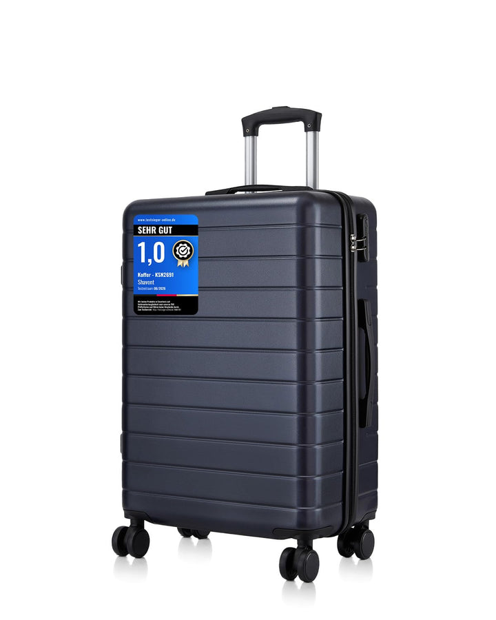 Koffer Mittelgross L 66cm, Leichter ABS+PC Reisekoffer für Flugzeug, Ryanair Trolley mit 4 Rollen, H