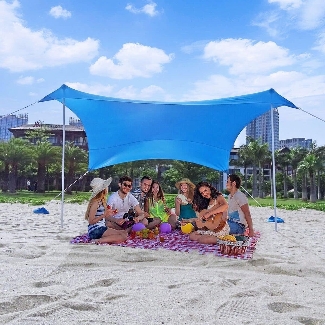 3x3m Sonnenschutz Strand Windfest Stabil Strandzelt UV Schutz 4-8 Personen Sonnensegel Strand mit St