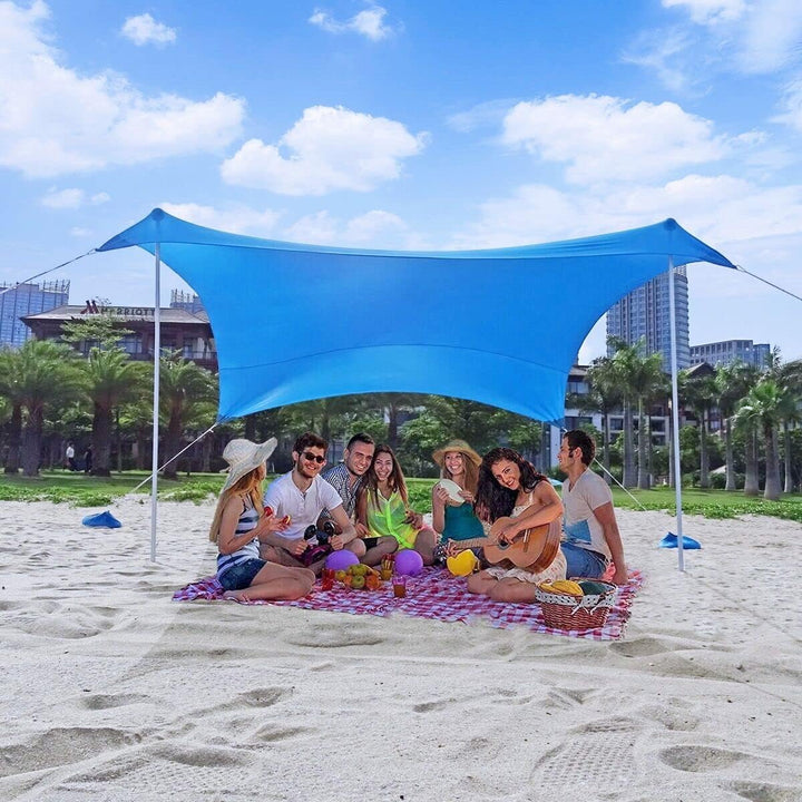 3x3m Sonnenschutz Strand Windfest Stabil Strandzelt UV Schutz 4-8 Personen Sonnensegel Strand mit St