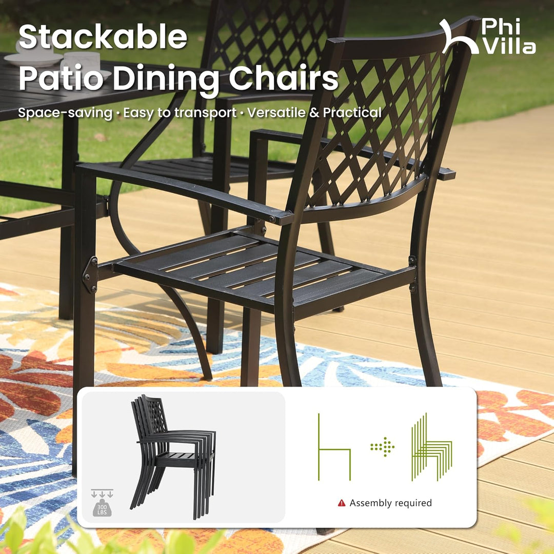 PHIVILLA Gartenmöbel Set 4 Stühle mit Tisch Wetterfest Terassenmöbel Gartentisch mit Stühlen Garten