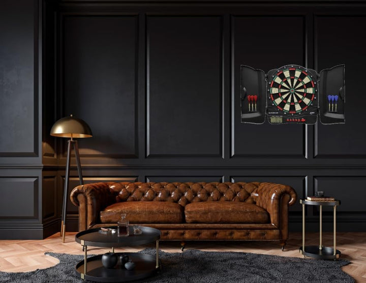 Carromco 93051 Elektronische Dartscheibe Panthera-301 – Dartkabinett mit Plastiktüren für 44204 Spie