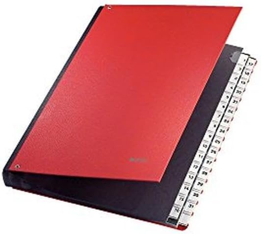 Leitz Pultordner, A4, 31 Fächer, 31 Plastik-Zahlen-Taben, Kunstoff, Rot, 58310025 31 Fächer Rot Sing
