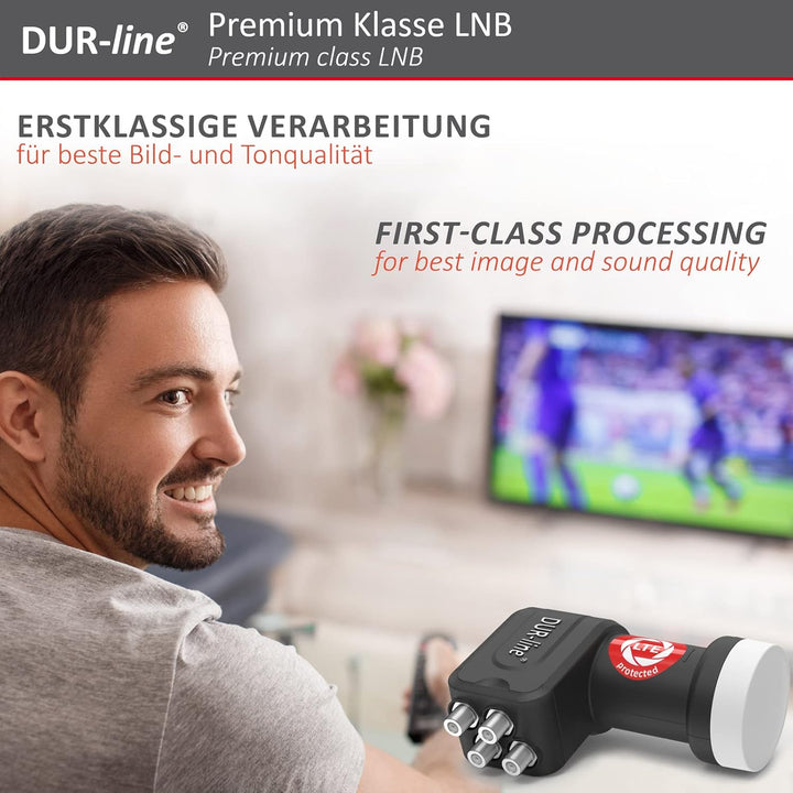 DUR-line +Ultra Quad LNB - 4 Teilnehmer schwarz - mit LTE-Filter [ Test SEHR GUT *] 4-Fach, digital