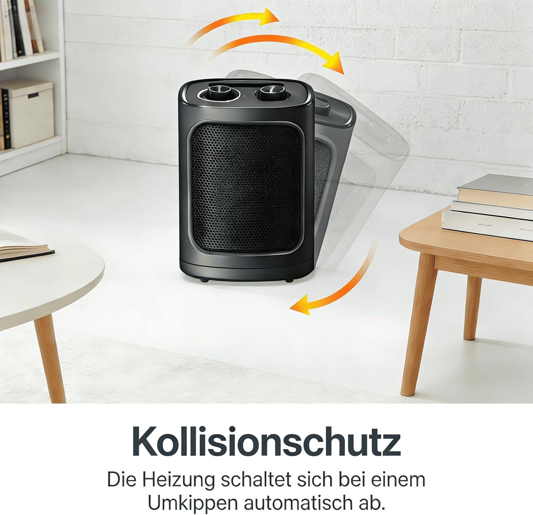 COWSAR Mini Heizlüfter Energiesparend, 1500W Elektroheizung 3 Heizstufen ✓ Überhitzungs & Kippschutz
