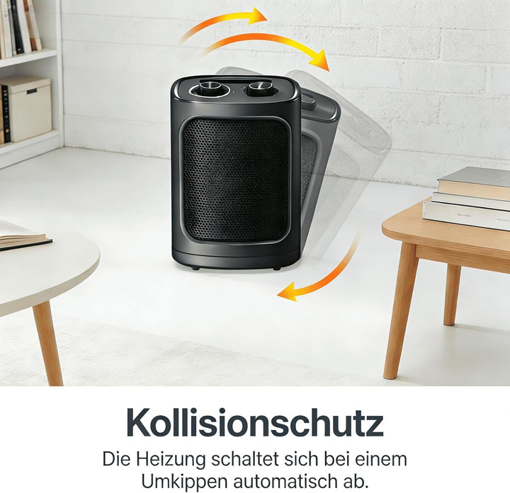 COWSAR Mini Heizlüfter Energiesparend, 1500W Elektroheizung 3 Heizstufen ✓ Überhitzungs & Kippschutz