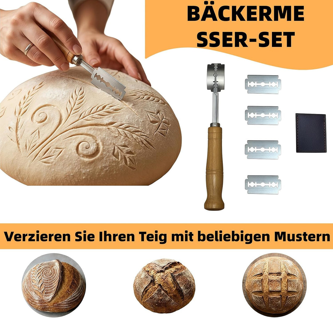 31 Stück Sauerteig Starter Set - Brotbackzubehör, Brot Backen Zubehör, mit 2 Gärkorb (25cm Ovale & 2