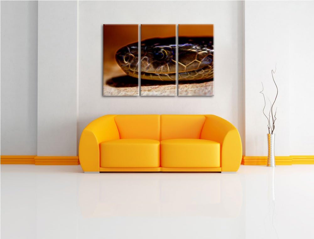 wachsame Natter NewArt 3-Teiler Leinwandbild 120x80 Bild auf Leinwand, XXL riesige Bilder fertig ger