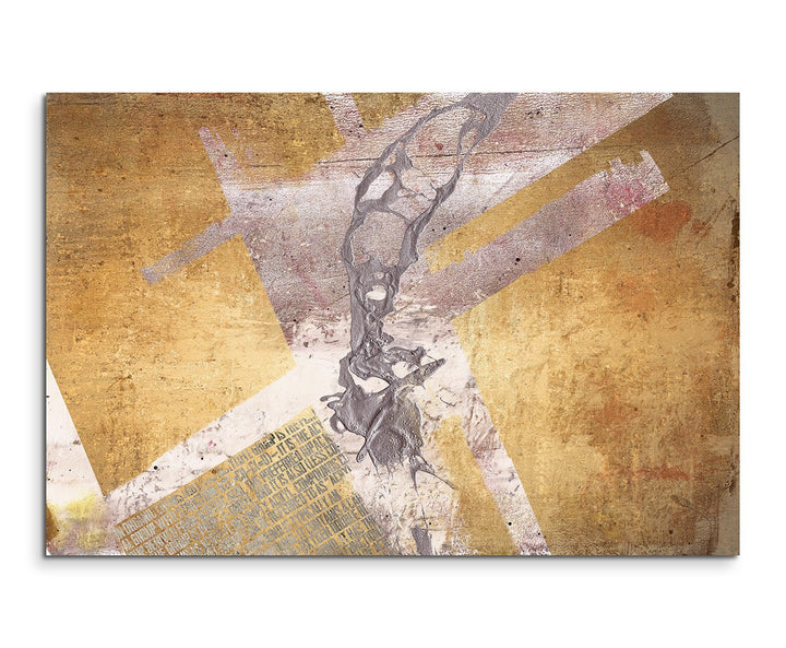 Paul Sinus Art 80x60cm Fotoleinwand Leinwanddruck Kunstdruck Wandbild gelb beige grau weiss Grunge