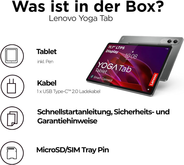 Lenovo Yoga Tab Tablet | 11.1" 3.2K LTPS Display | 16:10 | Qualcomm Snapdragon 8 Gen 3 | 12GB RAM |