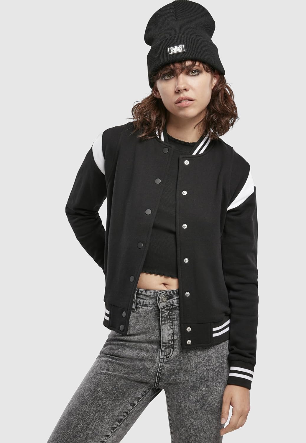 Urban Classics Ladies Jacke Ladies 2-tone College Sweatjacket, Jacke für Frauen im College Look, Grö