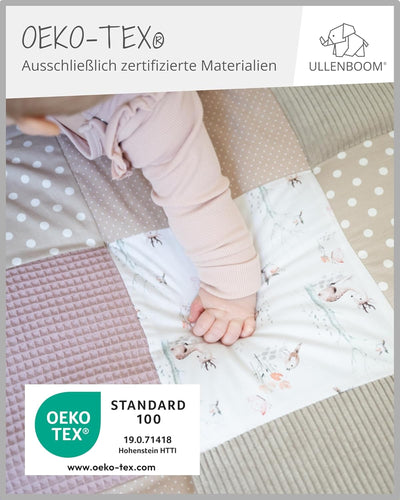 ULLENBOOM Krabbeldecke für Baby 100x100 cm, 100% OEKO-TEX Materialien, Made in EU, Dick & weich gepo