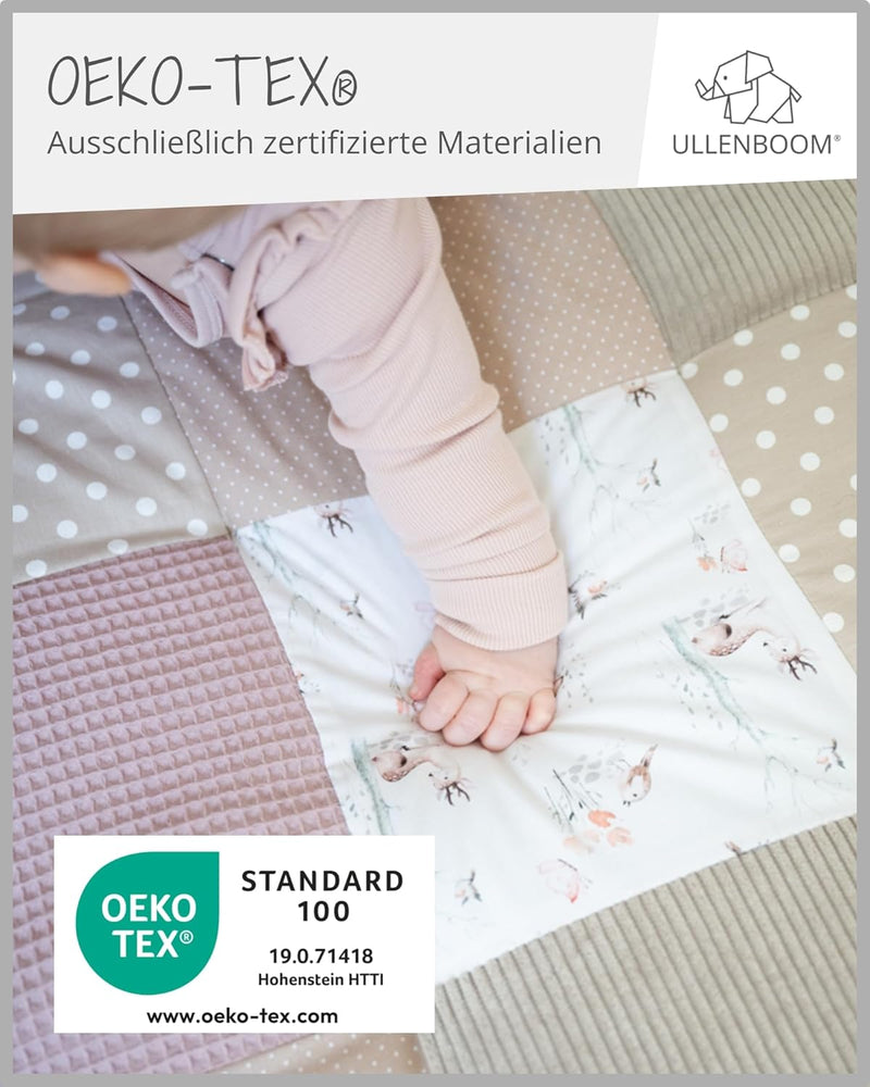ULLENBOOM Krabbeldecke für Baby 100x100 cm, 100% OEKO-TEX Materialien, Made in EU, Dick & weich gepo
