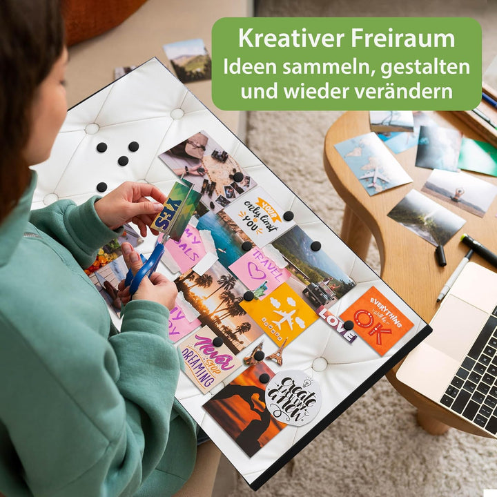 banjado Magnettafel schwarz 78 x 37cm / Magnetwand Metall/Magnetpinnwand als Memoboard/Pinnwand Magn