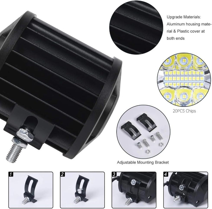 URAQT LED Arbeitsscheinwerfer, 2x60W Auto Scheinwerfer 6000K Zusatzscheinwerfer, IP65 Wasserdicht St