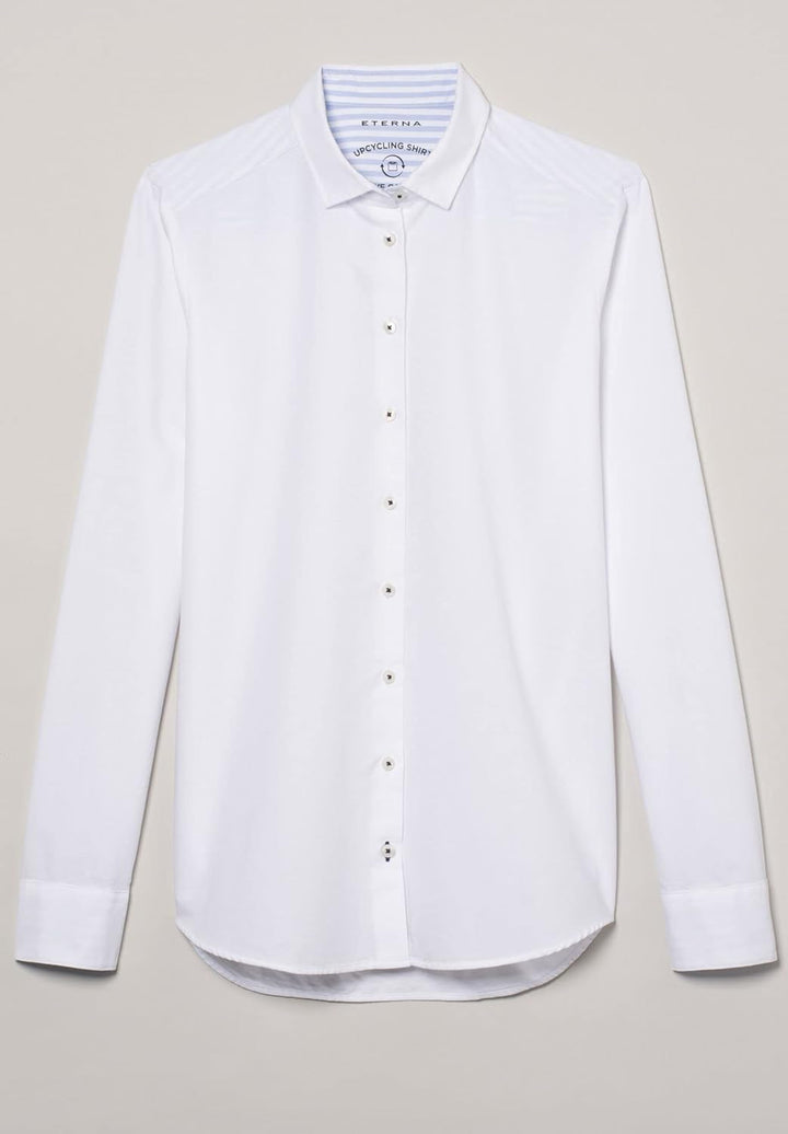 eterna Modern Fit Langarm Bluse Hemdkragen Patch weiss 34 Weiss, 34 Weiss