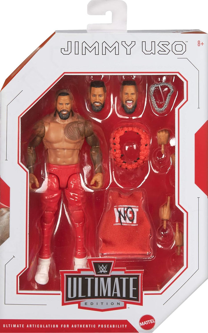 Mattel WWE Ultimate Edition Actionfigur & Zubehör-Set, Jimmy USO 15,2 cm Sammlerstück, austauschbare