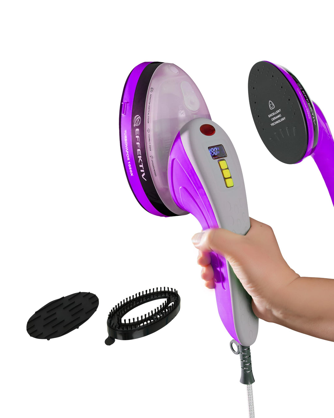 EFFEKTIV Turbodampfer 1050X, vertikaler Handdampf, 1600 W, 4 Bügelmodi, 35 Sekunden, Tank 220 ml, tr