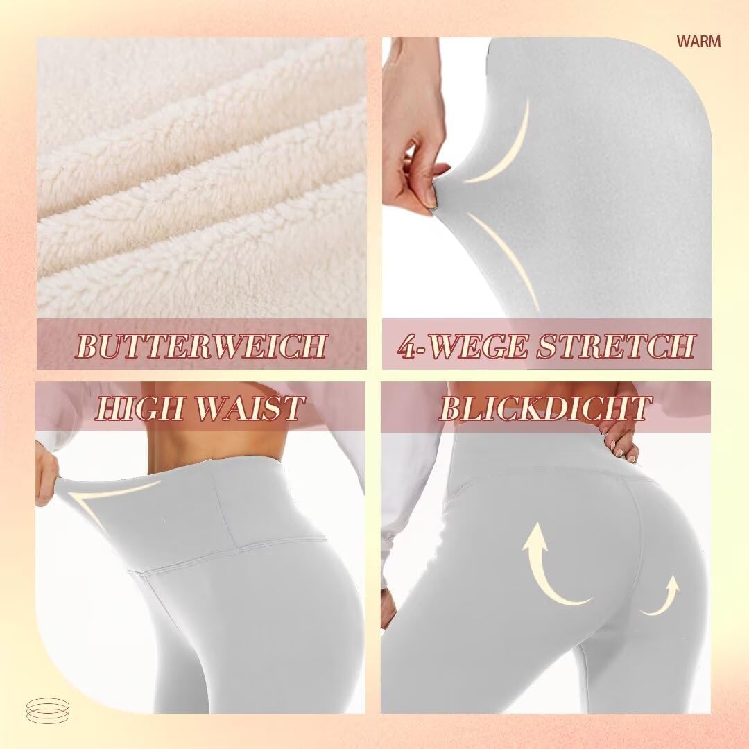 Thermo Leggings Damen Gefüttert Thermoleggings Verdickte Plüsch Thermohose Fleece Leggins Warme im W