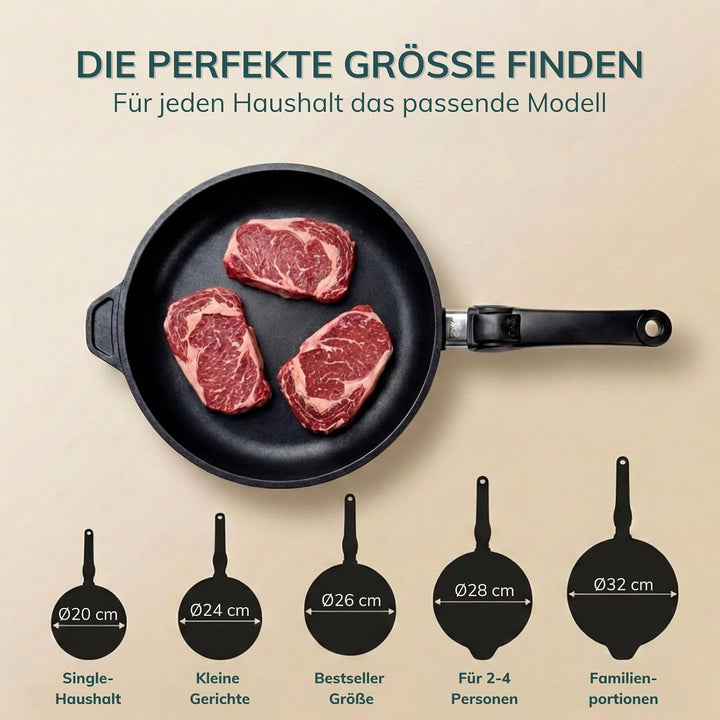 SKK 53214 Titan Induction, Guss-Bratpfanne ø 32cm, antihaft-beschichtete Pfanne, induktionsgeeignet,