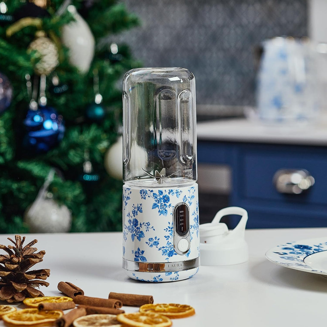 Laura Ashley Portable Blender Smoothie Maker to Go mit China Rose Design und 450 ml Flasche von VQ –