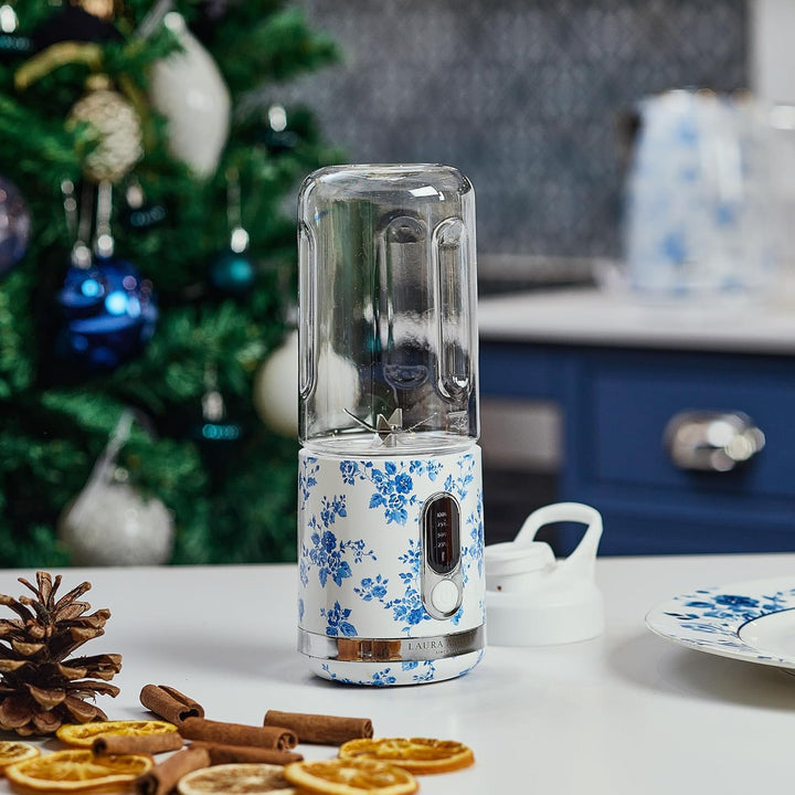 Laura Ashley Portable Blender Smoothie Maker to Go mit China Rose Design und 450 ml Flasche von VQ –