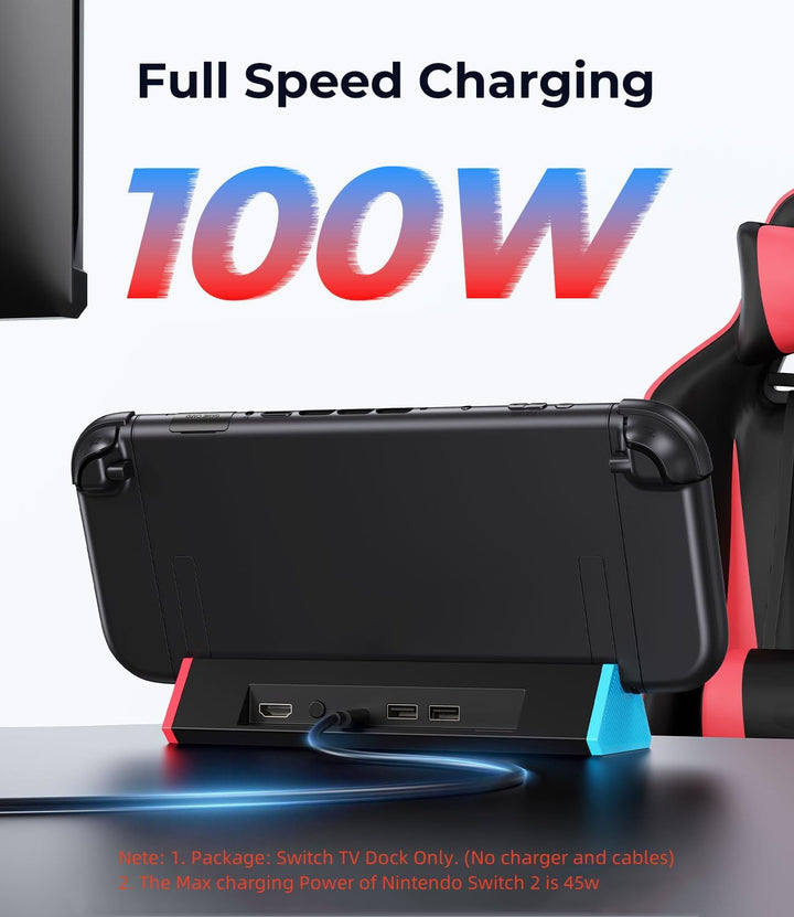 SiWiQU Switch 2 Docking Station, Tragbar TV Dock Nur Kompatibel mit Nintendo Switch 2 Konsole Ladest