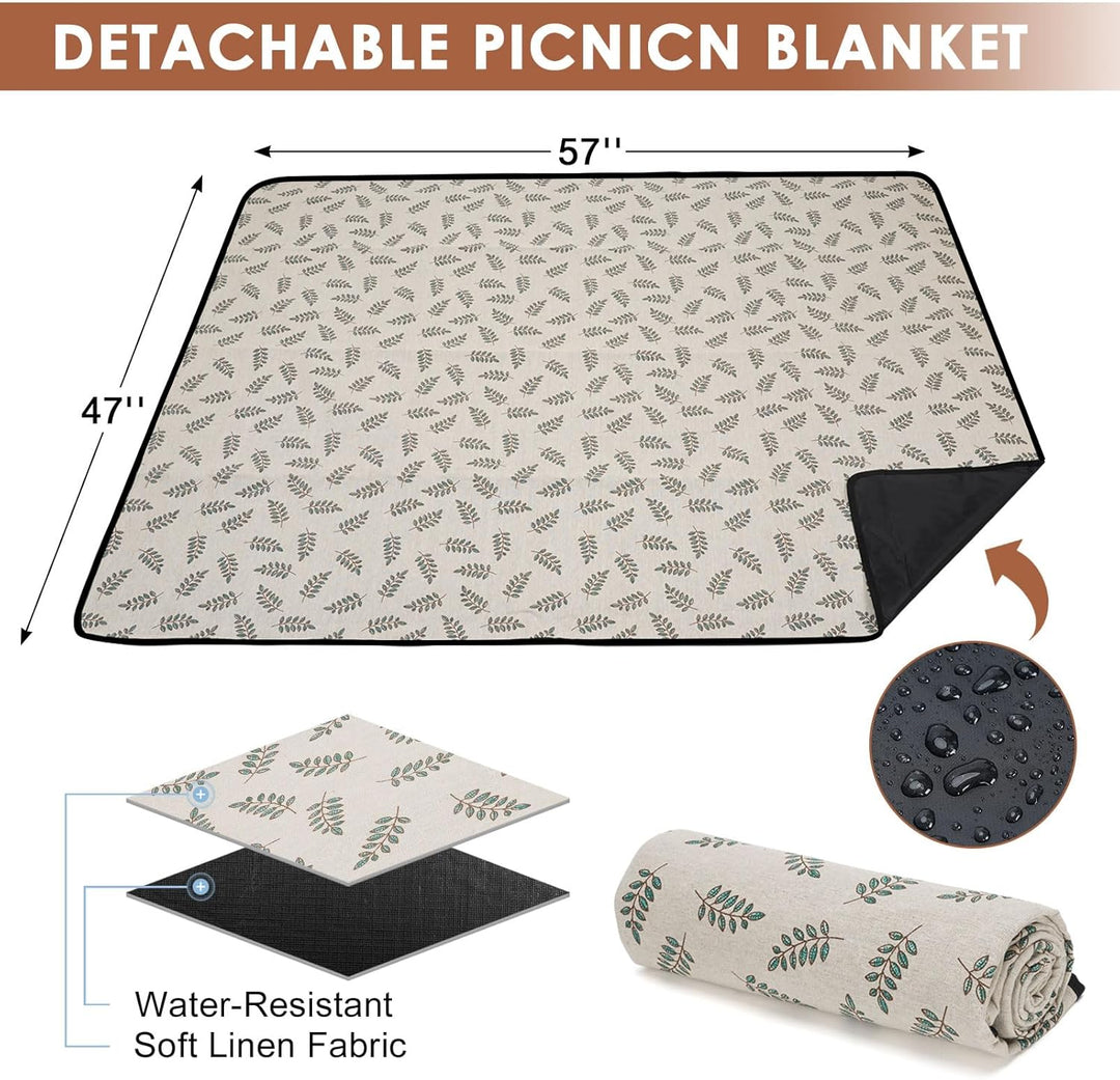 Picknickkorb mit Tisch, Picknickkorb Set für 2, Weidenkorb mit Weinhalter, Weidenkorb Picknick-Set m