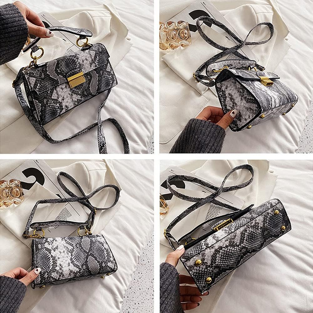 Coolives Damen Kleine Umhängetasche mit Krokodilledermuster Mini Handtasche aus PU-Leder Clutches Da