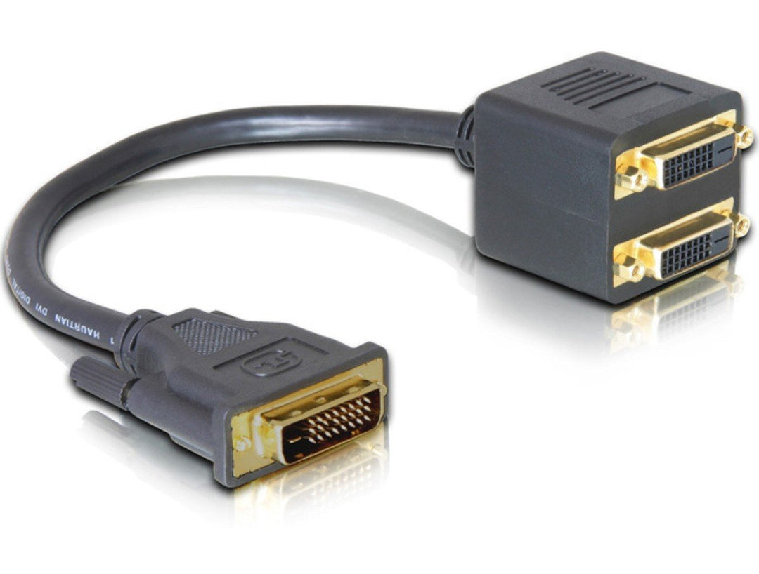 Delock DVI-Adapter (DVI 25 Stecker zu 2X DVI 25 Buchse) Schwarz