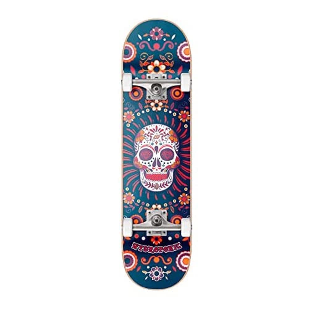 Centrano Unisex – Erwachsene Hydroponic Skateboard Komplettboard, Blue Skull, 7.875"