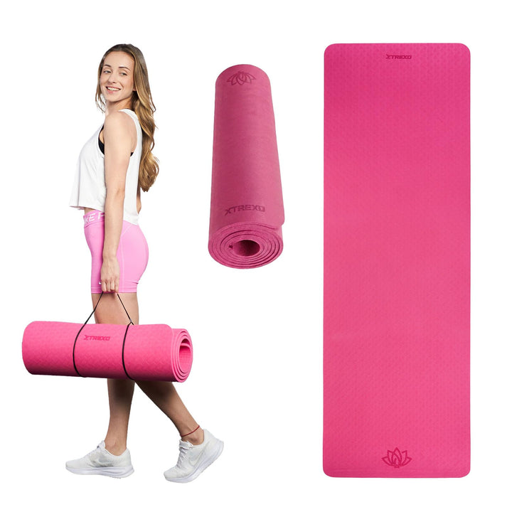 TREXO 6 mm dicke Gymnastikmatte, Masse 183x61 cm Fitnessmatte mit rutschfester Oberfläche Aus TPE he