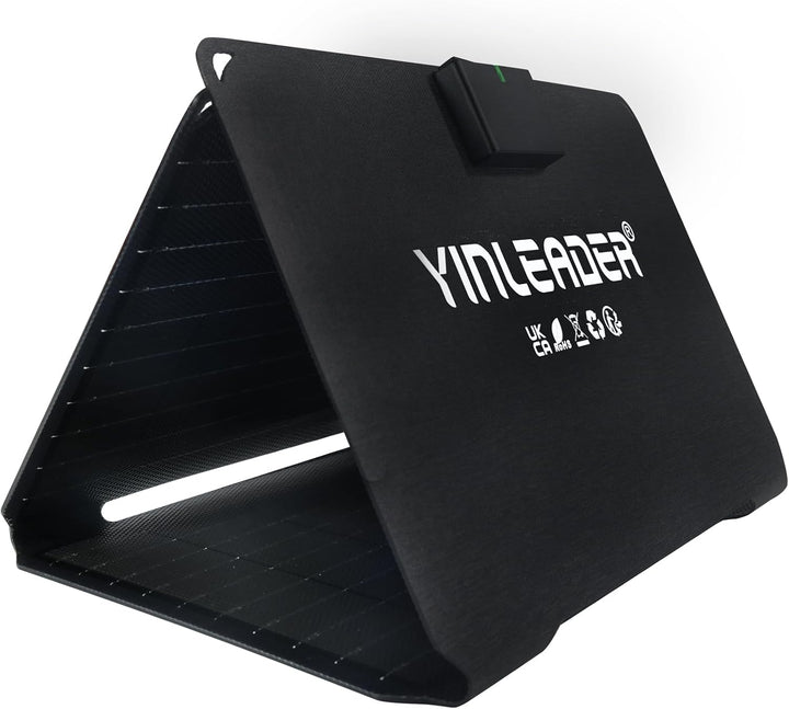 Yinleader 30W Tragbares Solarpanel – Faltbares Solarladegerät mit 18W USB-C & USB-A QC3.0 Schnelllad