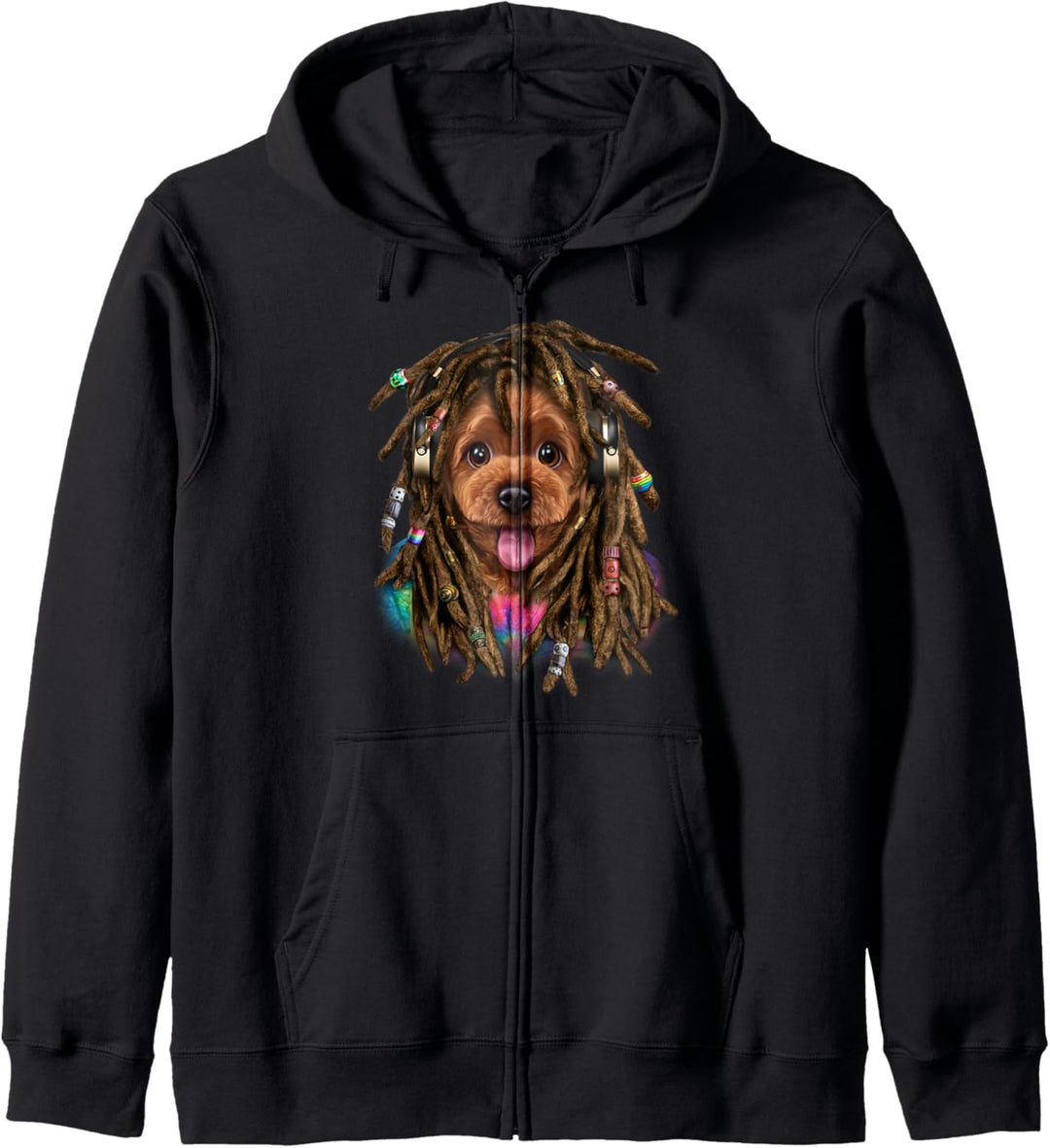 Toy Pudel Hund mit Reggae Dreadlocks Haar Kapuzenjacke