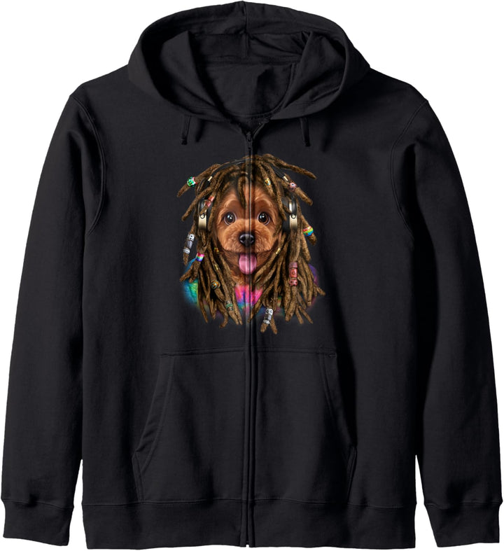 Toy Pudel Hund mit Reggae Dreadlocks Haar Kapuzenjacke