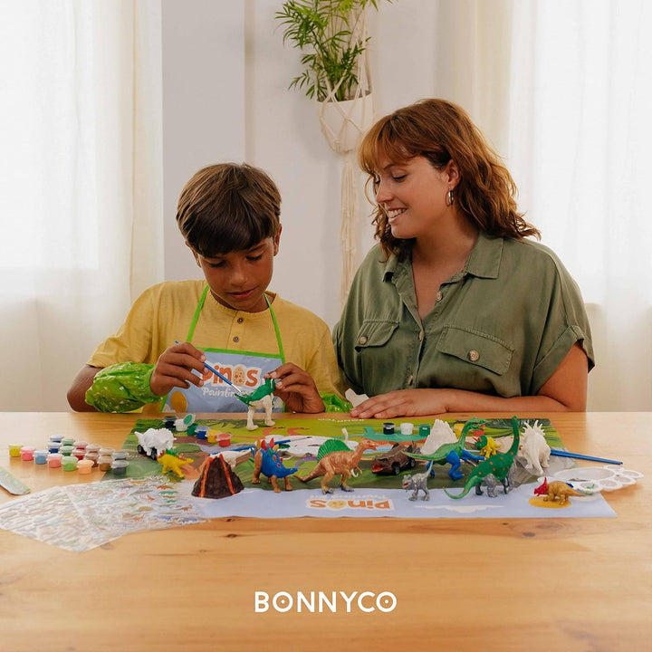 BONNYCO Dinosaurier Spielzeug Malset 16 Figuren. Dino Bastelset Kinder Spielzeug sie leuchten im Dun