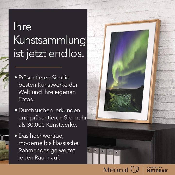 MEURAL Canvas II MC321LW Smart Art Digitale HD-Leinwand 41 x 61 cm (Heller Holzrahmen, 21.5 Zoll, Ge