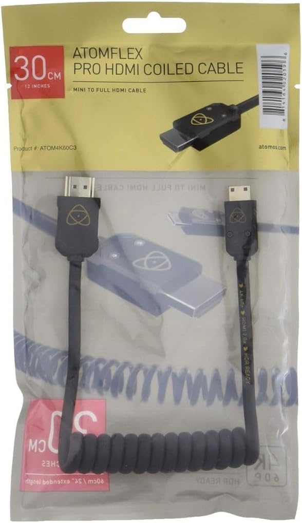 Atomos ATOM4K60C3 HDMI Kabel Mini 30 cm, Cast Connector (60 cm Extended) schwarz