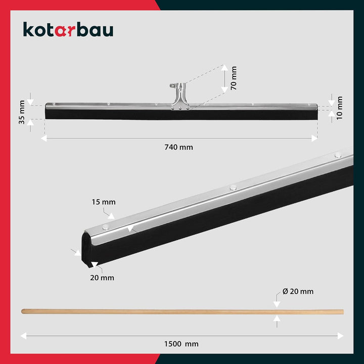 KOTARBAU® Gummiabzieher - Wasserschieber - 75 cm – Bodenabzieher - Schaumstoff-Wasserabzieher – für