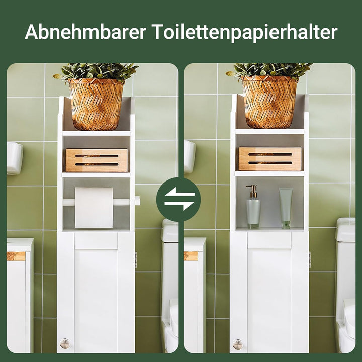 SoBuy FRG177-W Freistehend weiss Toilettenrollenhalter Toilettenpapieraufbewahrung Badregal Toilette