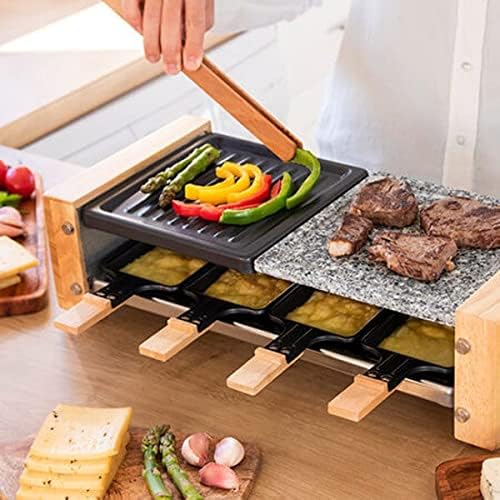 Cecotec Holz Raclette Käse & Grill 8200 Holz Schwarz. 1200 W, Grillfläche, 8 Einzelpfannen, Antihaft