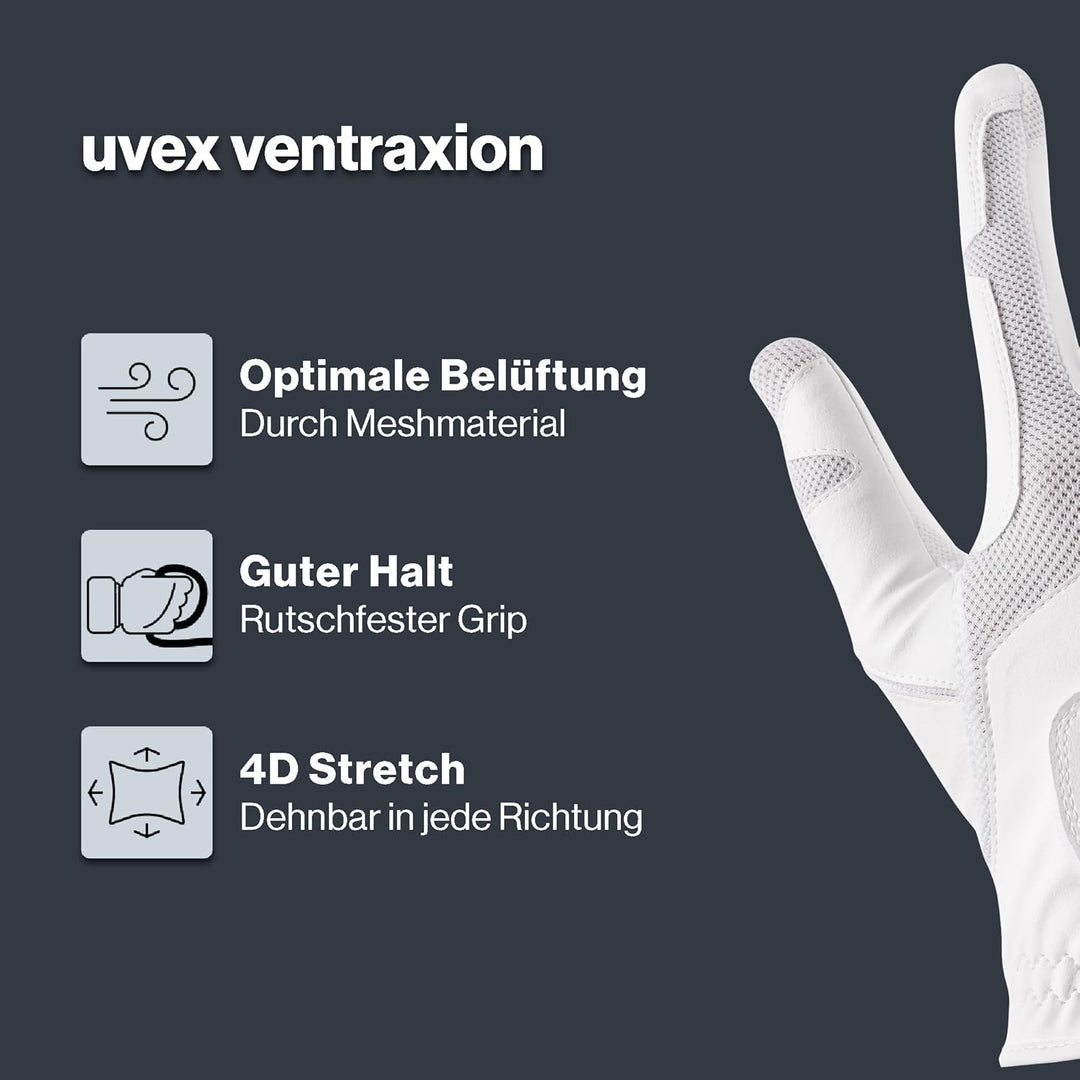 Uvex Unisex – Erwachsene Ventraxion Reithandschuhe 5-6 Weiss, 5-6 Weiss