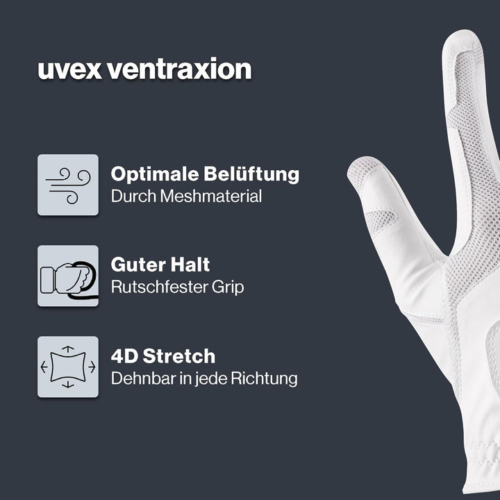 Uvex Unisex – Erwachsene Ventraxion Reithandschuhe 5-6 Weiss, 5-6 Weiss