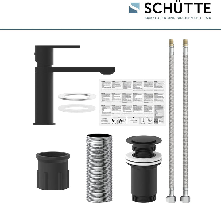 SCHÜTTE Waschtischarmatur MANHATTAN 33016, Wasserhahn Bad mit Ablaufgarnitur, Armatur Badezimmer, Ei