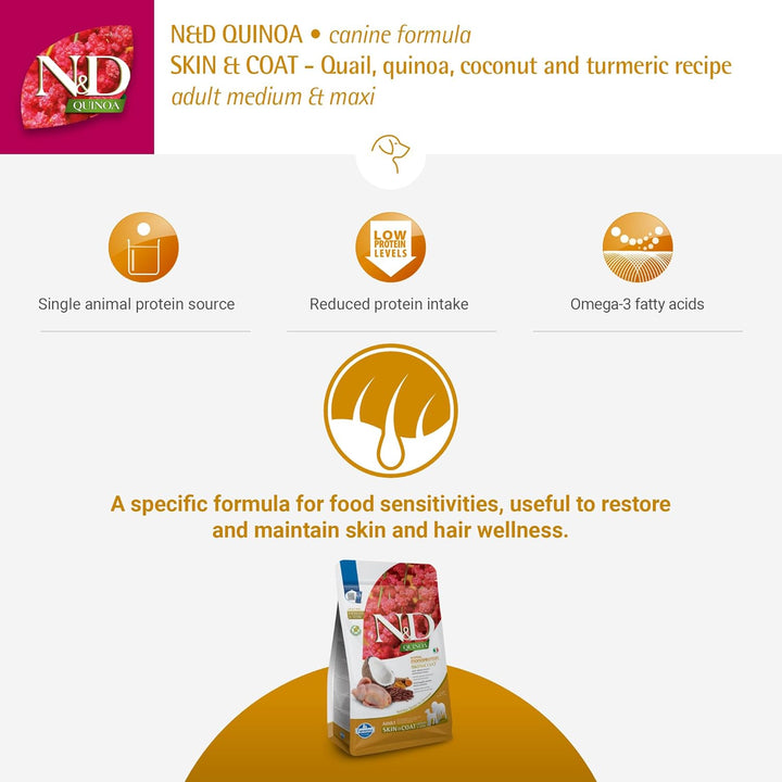 Farmina N&D Quinoa Adult Pellets Hundefutter (Trockenfutter, mit hochwertigen Vitaminen und natürlic