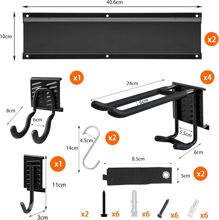 Mimoke Wandhalterung Garage und Garten Werkzeug Organizer Gerätehalter mit mehreren Haken für Garten